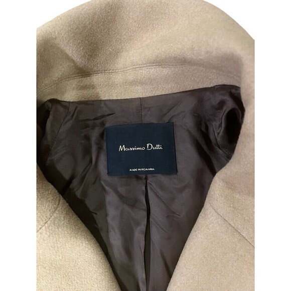 MASSIMO DUTTI Made In Romania  wool blend coat camel Size Medium Wide Arm - Picture 5 of 11